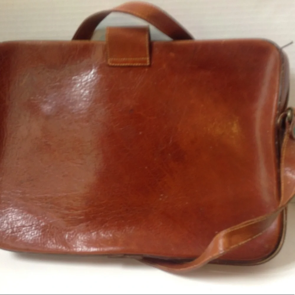 Vintage Furla Brown Leather Briefcase Computer Bag